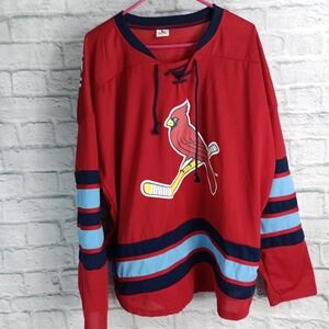 St Louis Cardinals SGA Hockey Jersey Red Navy Blue Mens Size XL Stadium Giveaway